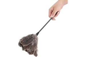 PLPLAAOO Mini Plumero de Plumas de Avestruz Reutilizable Lavable Hecho a Mano,Plumero de Plumas de Avestruz, Plumero de Microfibra Flexible para Libros Teclado Oficina hogar