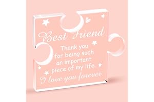 QUEEKAY Birthday Gifts for Mum Dad Engraved Acrylic Block Puzzle Mum Brother Wife Sister Birthday Presents My Man Gifts Best Friend Gift Thank You Gift for Birthday Christmas, 3.35 x 2.76 Inch (Friend)