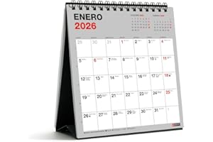 Miquelrius - Calendario 2026 de sobremesa Basic, Organizador anual 140 x 150 mm, Con espacio para anotar, Planificador 12 meses, Encuadernación espiral doble, Español