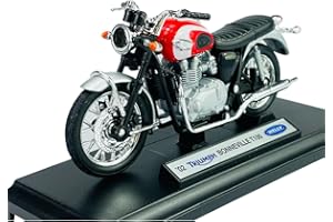 DROMADER Welly Triumph Bonneville T100 T 100 2002 Rouge Avec socle 1:18 1/18 Métal Modèle Moto Die Cast Neuf dans boîte, 12172
