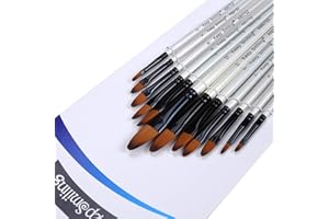 Silithus Paint Brushes 12 Pieces Set, Professional Fine Tip Paint Brush Set Round Pointed Tip Nylon Hair Artist Acrylic Brush for Acrylic Watercolor Oil Painting (Oval)