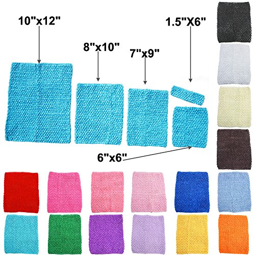 TtS 1.5"x6" 6"x6" 7"x9" 8"x10" 10"x12" Crochet Tube Top Infant Dress elastic Waistband Headband Tutu Supplies For Baby Girls 16 Colours (7"x9" Turquoise)
