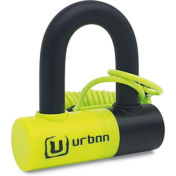 thumbnail interactive-video image 1 of Disc Brake Lock Urban UR955Y Motorcycle Disc Lock - Quick Click Security For Bikes Scooters Motorcycles Bright R 1159975 Dirtbike Lock 1 of 13