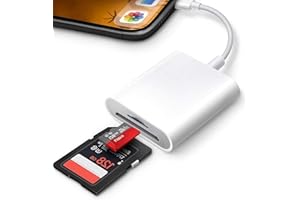 CRITIN Czytnik kart SD 2 w 1 do iPhone'a iPada, adapter kart SD i TF, przenośna przeglądarka kamer, do iPhone'a 14/13/12/11/8/7/6/Plus/Pro/Max/SE, Plug and Play