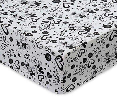 Jerry Fabrics JF0179 Mickey Hearts Spannbettlaken, Baumwolle, schwarz, 200 x 90 x 25 cm