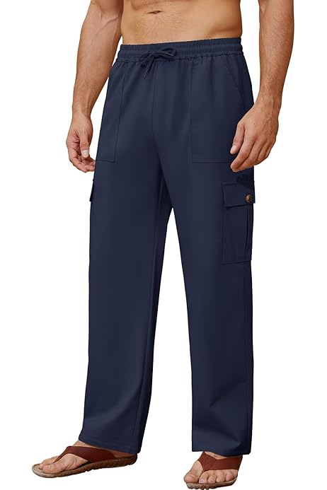 Pantalón Verano Hombre Pantalón De Lino Voqeen Hombre Verano
