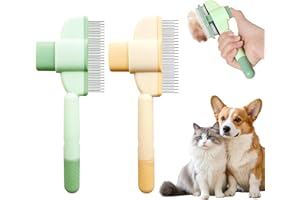 BAFANGLAIUK Fellblitz Bürste Katzen, 2 Stück Selbstreinigender Flohkamm und Fellpflegebürste für Haustiere, zum Entfernen von Haaren und Knoten, Selbstreinigende Haustierbürste, für Hunde