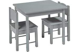 Panana Kindertisch mit 2 Stühlen Kindersitzgruppe Sitzgruppe aus MDF für Kinder, Kleinkinder, Vorschüler, Mädchen und Jungen (Grau)