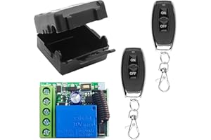 LUOLETY Bezprzewodowy przełącznik pilota zdalnego sterowania 433 MHz, DC 12 V, 1CH, przekaźnik RF, moduł odbiornika z nadajnikiem, długi zasięg do otwierania bramy garażowej (1 odbiornik + 2 piloty)