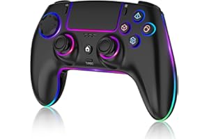 MYSTILUCK Wireless Pro Controller For PS-5/PC/MAC/iOS/Android/Steam Deck, Gamepad with 7 Variable Color RGB Lights/Hall Effect Joystick/Dual Vibration/Turbo/Programmable/Headset Jack/Touchpad/1500 mAh Battery