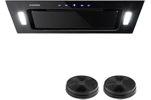 Klarstein HEKTOR Wall Hood, Exhaust Hood, Under-Unit Hood, Timer, Touch Fitting, Cooking Surface Lighting, up to 530 m³/h, Includes 2 x Activated Carbon Filters, 52 x 30 x 30 cm, Black