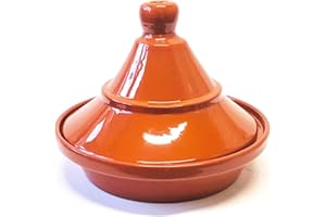 Verano Spanish Ceramics El Toro Large Authentic Terracotta Tagine - Home Cooking Kitchen Restaurant Dining Décor Dishware Cookware Crockery Casserole Food Cooking Pot Serving Dish Gift - 27cm