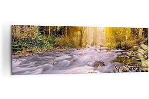 ARTTOR Lienzos decorativos 160x50cm Cuadro Sobre Lienzo Moderno Otoño bosque montaña río Grande XXL Dormitorio Cocina Cuadros Pared Imágenes Cuadros Decoracion Salon Wall Art Prints Decor AB160x50-0504