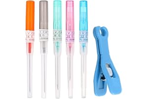 NHPY 7 Stück Piercing Nadeln Set, Piercing Nadel Piercing Set, Piercing Stechen, Nadeln Piercing Gemischte 14G 16G 18G 20G 22G Catheter Nadeln Für Piercing Piercing Kit Piercing Zubehör Mit 2 Clip