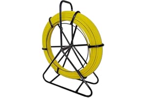 RIBOWRI Fiberglass Duct Rodder 6MM 200M Draw Wire with Steel Stand Fish Tape Fiberglass Puller Wire Cable Running with Cage Fishing Tools for Walls and Electrical Conduit, Non-Conductive [6mm*200m]