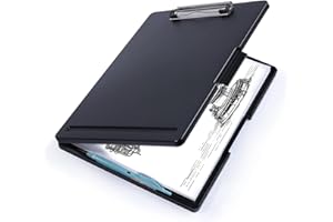 DoocliB klemmbrett a4 mit aufbewahrungsfach,seitlicher Öffnung，klemmbrett mit aufbewahrungsfach, glattes Schreiben für die Arbeit, Ideal für Schul, Heim,Büro Verwenden, (Schwarz)