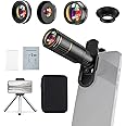 TERRIFI 4-in-1 Phone Lens Kit, 22X Telephoto, 205° Fisheye, 0.67X Wide Angle, 25X Macro for iPhone 15/14/13/12