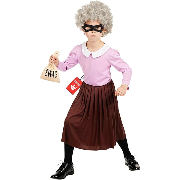 fancy dress old lady AOTHSO 100 Days Of School Costume Set – 9-Piece Granny Dress-Up Outfit With Shawl, Wig, Glasses, Pearl Jewelry, Cane & More For Girls And Women grandma outfit