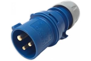 PCE 16 AMP Shark Series 240V Ceeform CEE Male Trailing Plug Cable Mount 2P+E for Electrical Hookup Cables Leads