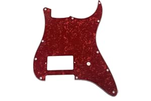 KAISH Pickguard pour guitare 11 trous ST/Strat Style One Humbucker pour Delonge Stratocaster/Strat Red Pearl