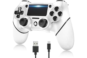 YUYIU Aggiornamento Wireless Controller per Ps4 Remote Plays-tation 4/Slim/Pro/PC, Controllori con Doppio Vibrazione Shock Speaker, Jack per Cuffie Touch Pad Six Axis Motion Control (bianco)