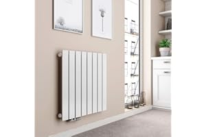 EMKE Grzejnik poziomy, 630 x 620 mm, grzejnik płaski, jednowarstwowy, płaski grzejnik panelowy, przyłącze boczne, ogrzewanie, biały, 450 W