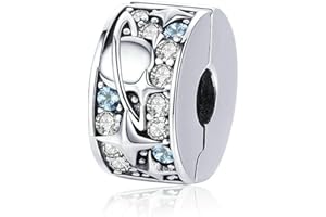 YIRONG JEWELRY Cross Charm 925 Sterling Silver Stopper Charm Clip Charm Spacer Charm for Pandora Charm Bracelet