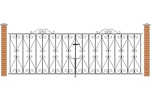 GENERIC Regent Scroll Metal Garden Driveway Gates Galvanised Wrought Iron Style Swing Gate (2743mm (9ft) Gap X 914mm High RDZP16)
