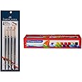 Faber-Castell Tempera Paint 12 Colours and 4 Round Brush (Assorted) Synthetic Hair