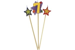 Unique Party 34047 - Number 7 Star Birthday Candles Set of 3,Multi,18 centimeters