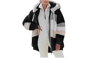 SUSENSTONE Veste Polaire Femme Fille Chaude Sweats Manteau à Capuche Zippé Laine épais Blousons Fourrure Hooded Coat Manche Longue Cardigan Casual Bloc de Couleur Mode Hiver Outerwear