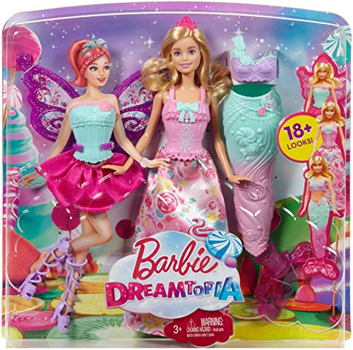 Barbie DHC39 - Dreamtopia 3-in-1 Fantasie Puppe, Fee, Meerjungfrau und Prinzessin, Geschenk Set mit 3 Outfits und Zubehör, Puppen und Mädchen Spielzeug ab 3 Jahren - 5