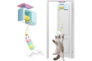 Pixibond Door Hanging Cat Toys for Indoor Cats Adult Kitten, Interactive Cat Toys Automatic Retractable Cat Enrichment Toys for Door Wall Ceiling, Self Play Hunting Exercising Boredom Mouse Toy