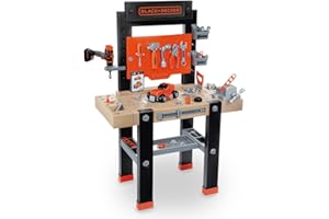 Smoby - Black+Decker - Etabli Bricolo Center - Jouet Bricolage Enfant - 92 Accessoires - 1 Perceuse + Voiture à Construire - Fabriqué en France - 360727 - Multicolore