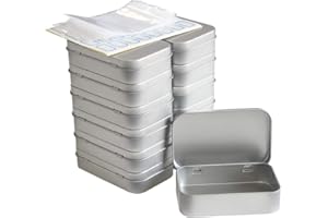 DARUITE Małe puszki, 12 sztuk metalowych puszek, prostokątne puste puszki na zawiasach, pojemnik z pokrywkami, mini przenośne pudełko do przechowywania kluczy, cukierków, monet, kolczyków