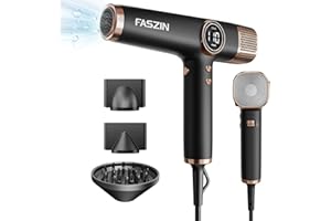 Faszin Asciugacapelli, Phon per Capelli con Motore ad Alta Velocità da 110,000 Giri Al Minuto per Un'asciugatura Rapida visione notturna Binocolo grande con Basso Rumore (Nero)
