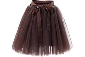 MisShow Damen Tüllrock Knielang 6 Layer Tüll Tutu Rock Unterrock mit Schleife Für Karneval