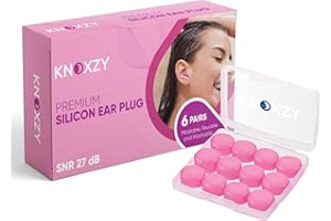 Knoxzy Tappi per le orecchie in silicone riutilizzabili impermeabili con cancellazione del rumore, modellabili di alta qualità, per dormire, viaggiare, studiare riduzione del rumore, rosa,