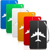 6 Pieces Luggage Tags with Card for Personal Information, 6 Colours Aluminium Luggage Identifier, Luggage Travel Airplane Lab