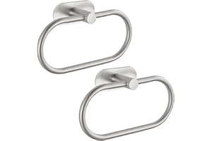 EOLAX Toallero de Baño, Anillo de Toalla para Pared de Baño Autoadhesivo, Toallero Redondo de Baño, Accesorios de Baño, Toallero de Pared Redondo Moderno Organizado, Níquel Cepillado de 2 Unidades