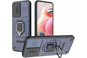 HAOYE Funda para Xiaomi Redmi Note 12S 4G, PC/TPUShockproof Carcasa con Giratorio Anillo Kickstand y Cubierta Deslizante de la Cámara, Azul