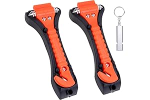 Sewokon 2 pack emergency seat belt cutter and window hammer 2-in-1,car glass window breaker cutter, safety escape life-saving tool,car emergency kit with a whistle