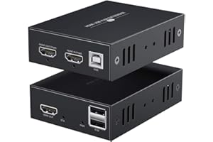 PWAYTEK Extendeur KVM HDMI 1080P 60Hz - Kit Émetteur/Récepteur sur Câble RJ45 Cat5/5e/6/7 (50m Max) - Clavier/Sourche USB, Plug & Play​