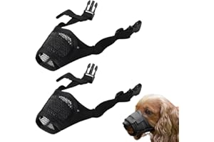 OUDQFCJ 2 Piezas Bozal para Perros Bozal de Nailon Suave Transpirable Antiladridos Mordeduras y Bozal de Malla Suave Correa Ajustable para Perros Pequeños para Adiestramiento (Negro, Pequeño)