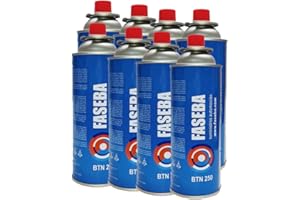 FASEBA 8 Unidades de Cartucho de Gas para Camping CP250 227 g con sistema de seguridad. Ideal para cocinas portátiles, sopletes, hornillos quemadores. bombona camping gas portátil, cartucho camping gas.