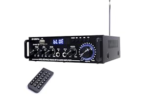 WOOPKER HiFi-Verstärker mit Bluetooth 5.0 Mini Verstärker Heimkino-Stereo-Receiver Höhen und Bässe mit USB/RCA/MIC/FM (BT-298 pro)