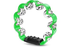 Flexzion Flower Tambourine - 8 Inch Handheld Percussion Instrument w/Metal Jingles & Ergonomic Grip - Small Tambourines for Adults, Kids, Church, Parties, & Musical Events (Green)