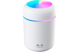 GENÉRICO Mini Humidificador pequeño Ultrasónico Portátil 300ml, para Habitación y Bebés – Silencioso, Humidifier Difusor Aromaterapia Mini USB con Luz LED 7 Colores, opción con o sin batería, Ideal Viajes