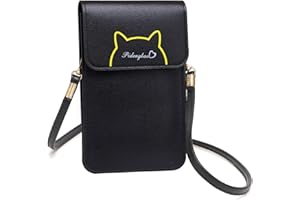 Narunii Sac Portefeuille Femme Bandouliere Portefeuilles Femme,Mini Pochette pour Téléphone Portable en Cuir PU Transparent pour Écran Tactile