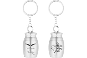 ADAKEL 1 Stück Mini Urne aus Edelstahl, Gedenkschlüsselbund für Asche, wasserdichte Feuerbestattungsurne für Bestattungen, sichere Aufbewahrung von Asche(25x16MM Silber)